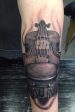 Black and grey Violin tattoo